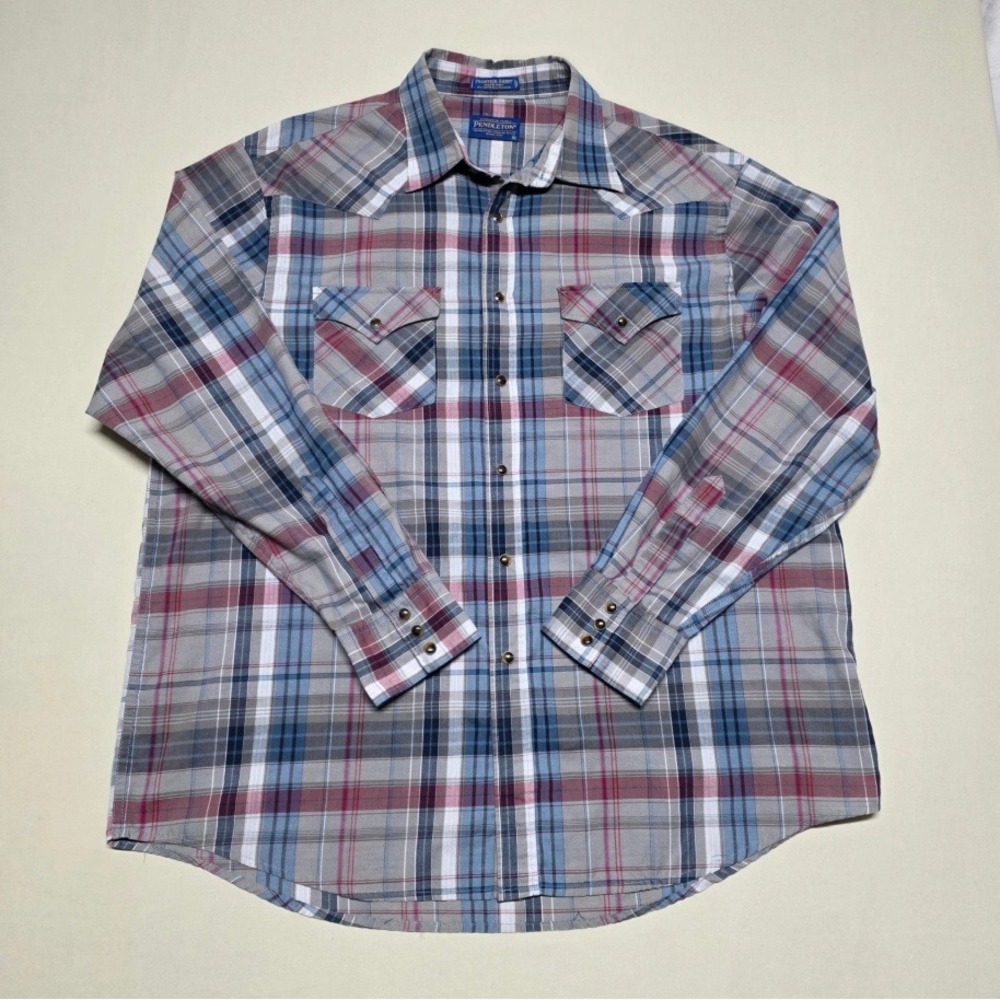 Pendleton Frontier Shirt Mens XL Multicolor Plaid Western Pearl Snap Long Sleeve